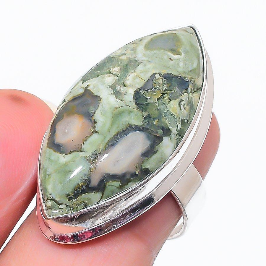 Natural Rainforest Jasper Gemstone 925 Sterling Silver Jewelry Ring Size 8 n5L47 
Natural Rainforest Jasper Gemstone 925 Sterling Silver Jewelry Ring Size 8 n5L47