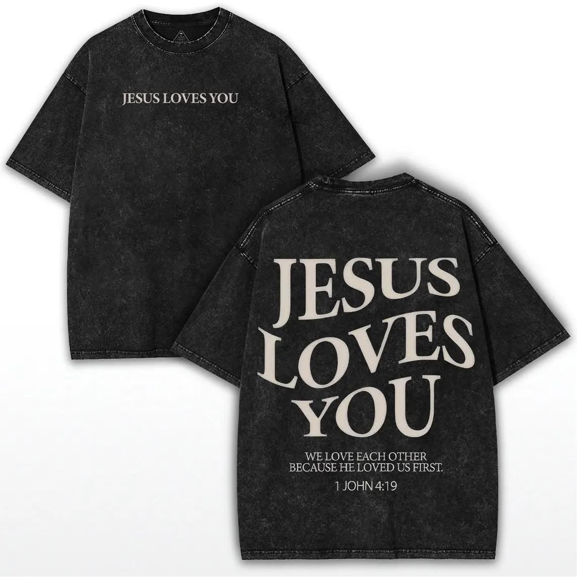 Jesus Loves You TShirt Christian John Vintage Washed Cotton Retro Bible Verse Graphic Tee Streetwear Unisex Top 2XL
Jesus Loves You TShirt Christian John Vintage Washed Cotton Retro Bible Verse Graphic Tee Streetwear Unisex Top 2XL