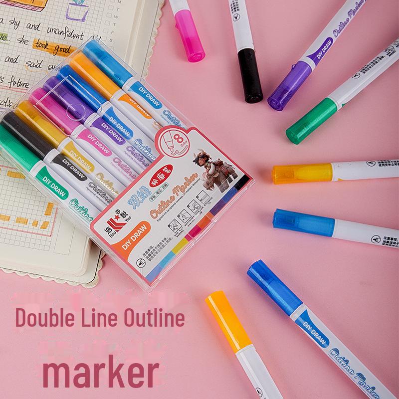 8-Color Double Line Outline Marker Pen Set for Kids & Students Double-line Outline Pen
8-Color Double Line Outline Marker Pen Set for Kids & Students Double-line Outline Pen