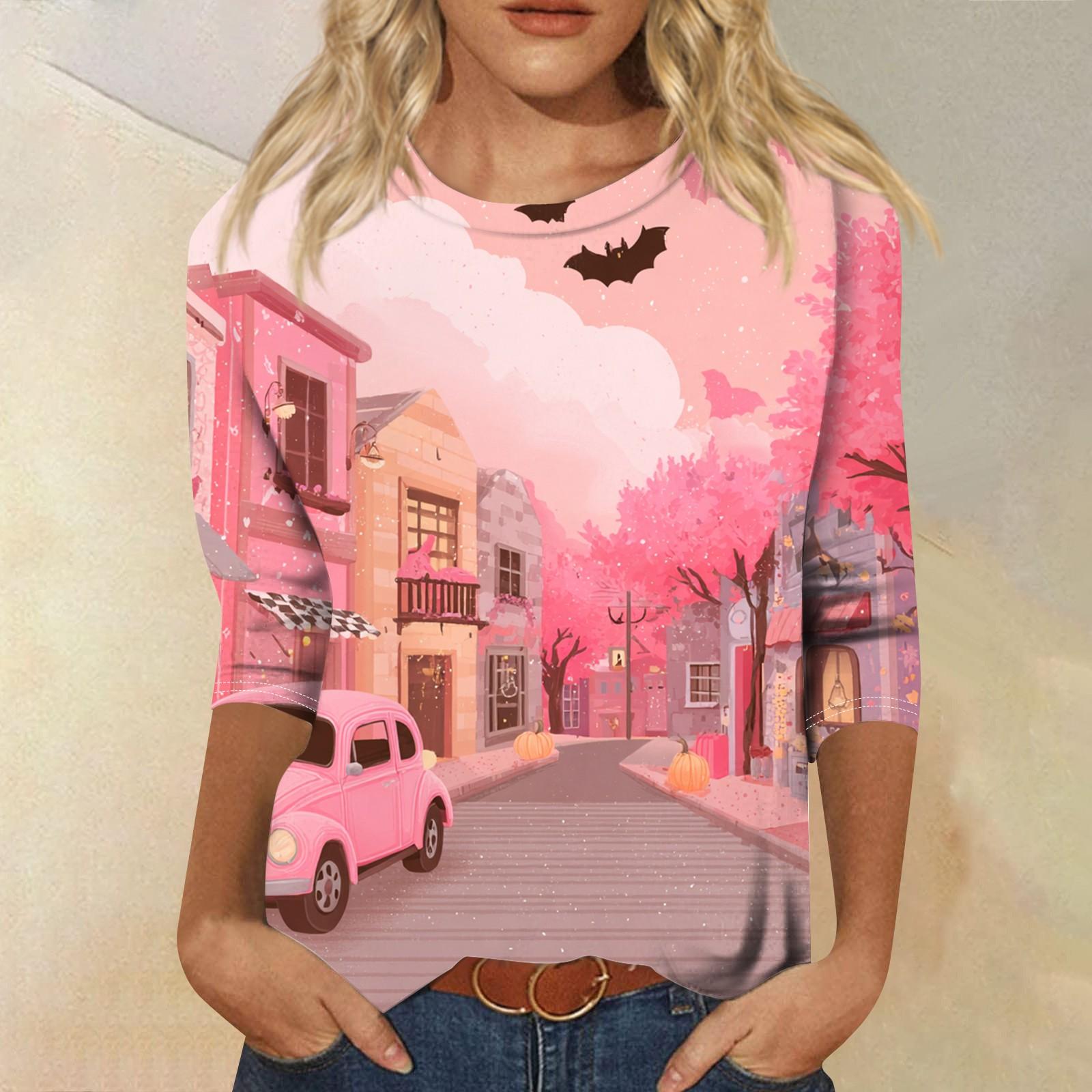 Женская модная повседневная футболка с круглым вырезом и рукавом три четверти с принтом на Хэллоуин XXXXL розовый
Женская модная повседневная футболка с круглым вырезом и рукавом три четверти с принтом на Хэллоуин XXXXL розовый