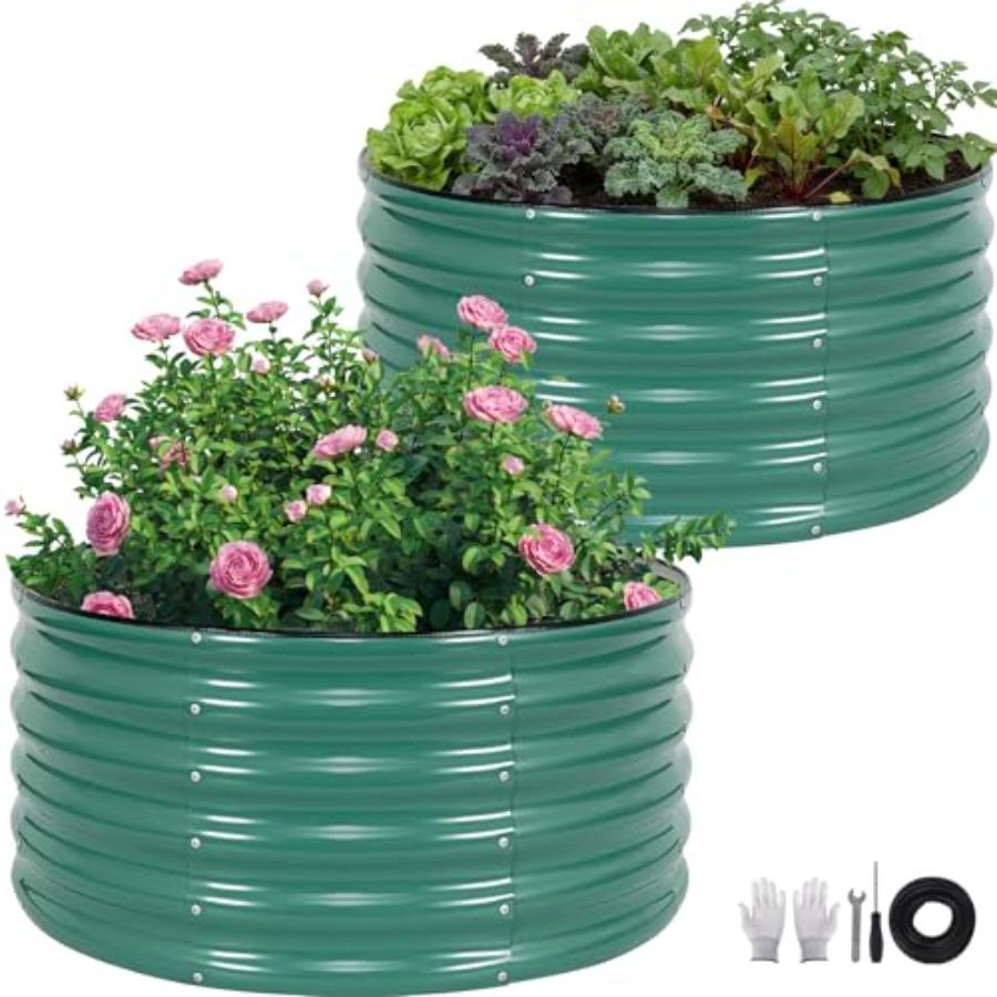 Galvanized Raised Garden Bed Outdoor Round Metal Planter Boxes 2 Pcs 3x3x1.4ft Steel Raised Bed Kit for Planting Vegetables Fru United States
Galvanized Raised Garden Bed Outdoor Round Metal Planter Boxes 2 Pcs 3x3x1.4ft Steel Raised Bed Kit for Planting Vegetables Fru United States