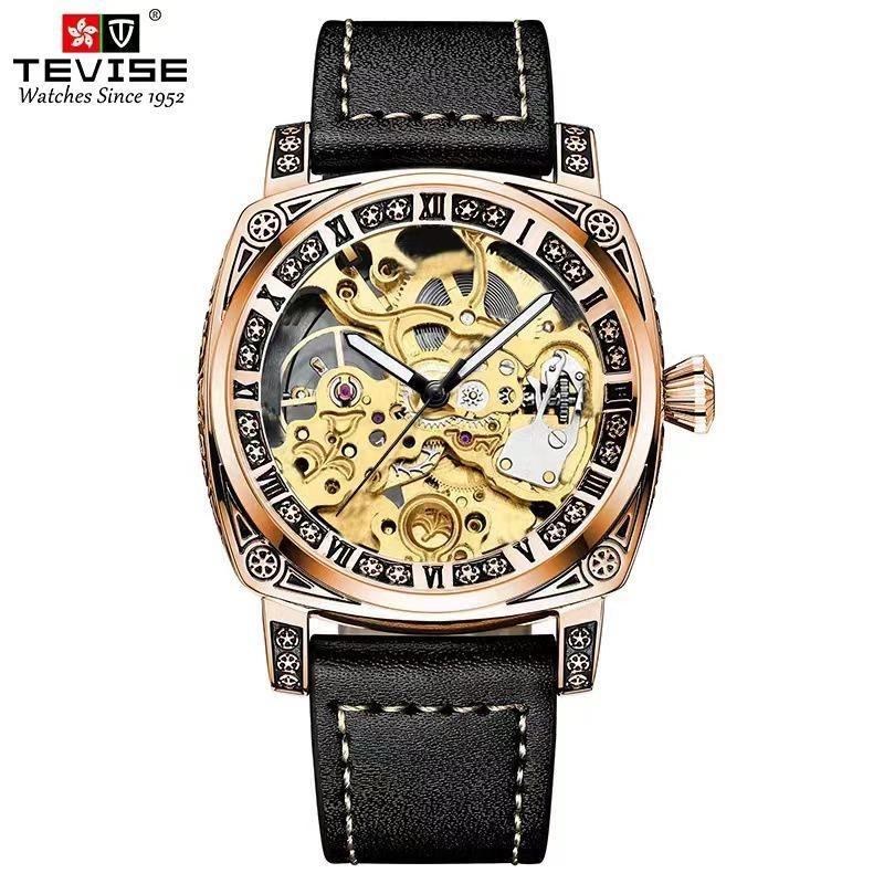 TEVISE Watches for Man Square Retro Mechanical Watch Self-Wind Carved Skeleton Automatic Watches Vintage Leather Strap Wristwatch Leather розового золота
TEVISE Watches for Man Square Retro Mechanical Watch Self-Wind Carved Skeleton Automatic Watches Vintage Leather Strap Wristwatch Leather розового золота