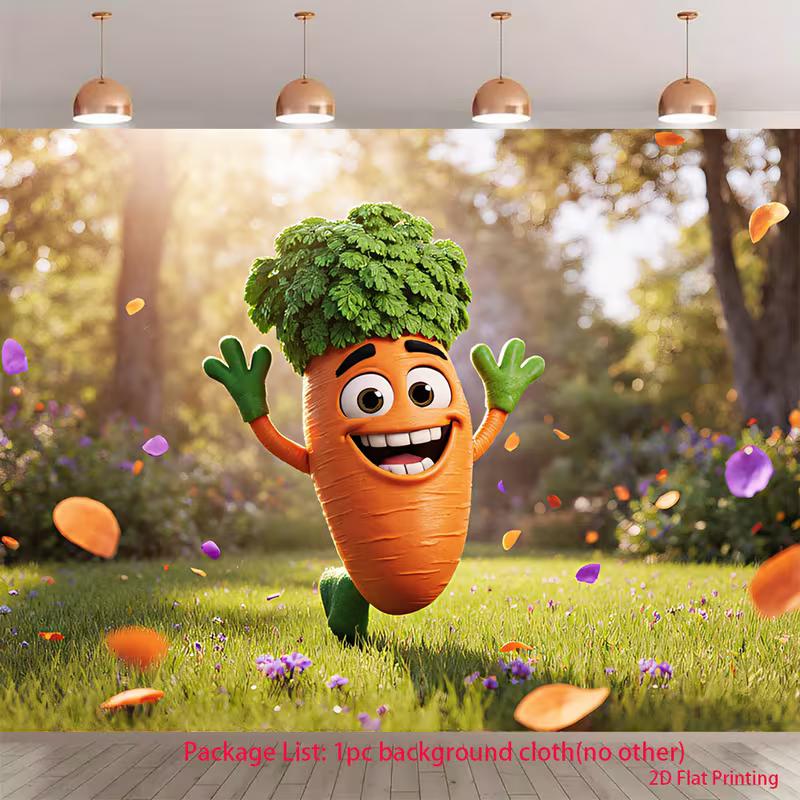 2D Flat Cute Vegetable Backdrop Cheerful Carrot in the Sunlit Garden Background Cloth 47.2x31.5inch/120*80cm
2D Flat Cute Vegetable Backdrop Cheerful Carrot in the Sunlit Garden Background Cloth 47.2x31.5inch/120*80cm