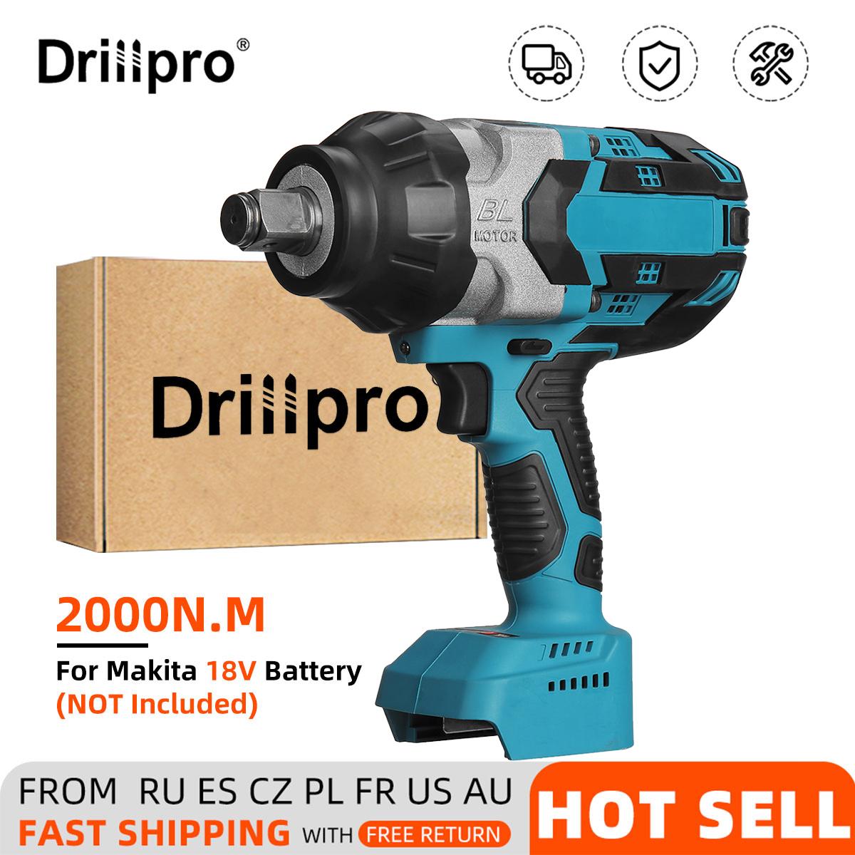Drillpro 2000N.M литий-ионный бесщеточный сверхмощный аккумуляторный электрический гайковерт с высоким крутящим моментом, совместимый с аккумуляторами Mak
Drillpro 2000N.M литий-ионный бесщеточный сверхмощный аккумуляторный электрический гайковерт с высоким крутящим моментом, совместимый с аккумуляторами Mak