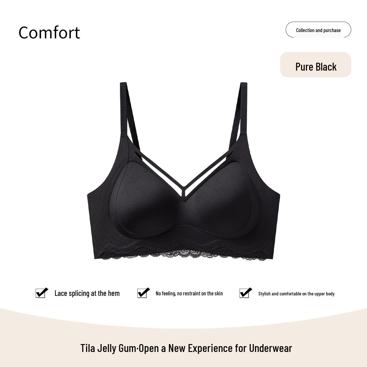 Seamless Lace Bra for Small Breasts - Anti-Sagging, Fixed Cups, Thin Style, Comfortable & Breathable M 34/75ABC for 90-105 lbs Чистий/чорний
Seamless Lace Bra for Small Breasts - Anti-Sagging, Fixed Cups, Thin Style, Comfortable & Breathable M 34/75ABC for 90-105 lbs Чистий/чорний