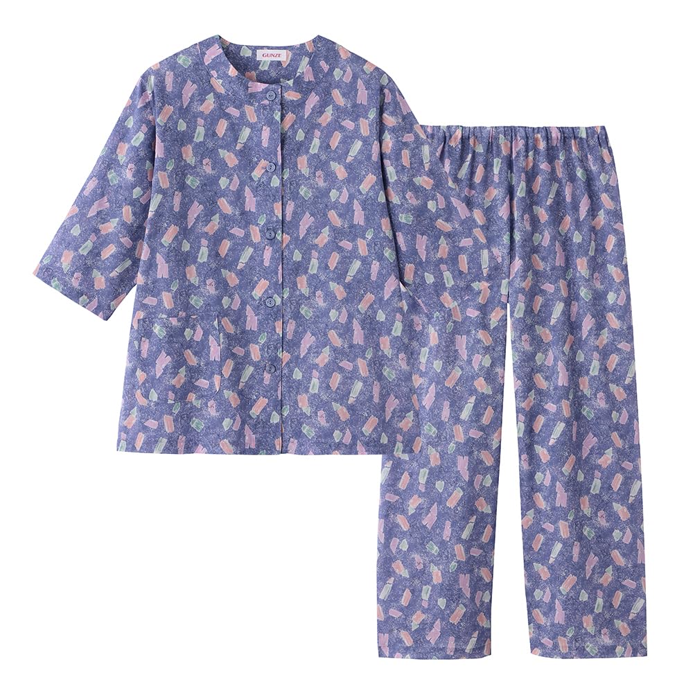 Пижама с рукавами Gunze и эластичными штанинами без боковых швов, из мягкой ткани ивы, темно-синяя, размер S, женская, 3/4, отверстия, швы, ткань, синий,
Пижама с рукавами Gunze и эластичными штанинами без боковых швов, из мягкой ткани ивы, темно-синяя, размер S, женская, 3/4, отверстия, швы, ткань, синий,