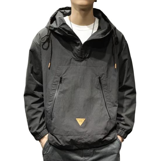 Men Trench Coat Solid Color Long Sleeve Half-Zip Hooded Jacket with Zipper Pockets Loose M чёрный
Men Trench Coat Solid Color Long Sleeve Half-Zip Hooded Jacket with Zipper Pockets Loose M чёрный