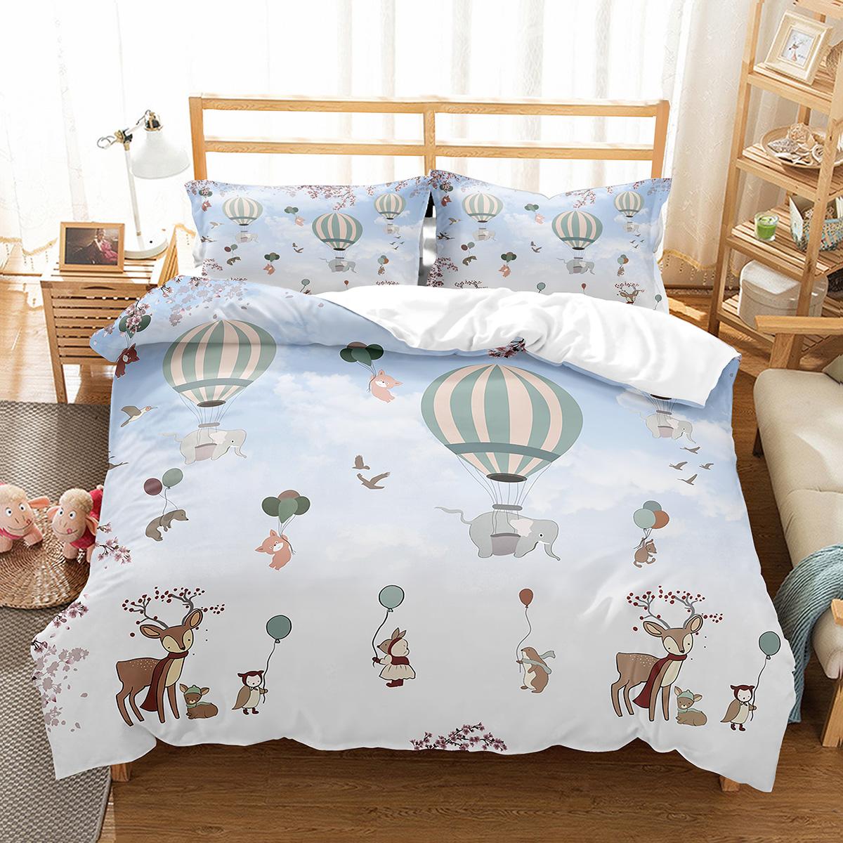 Air Balloon Duvet Cover Set Single King Cartoon Animal Bedding Set Cute Sika Deer Elephant Comforter Cover for Kids Teens EU single(135x200cm)
Air Balloon Duvet Cover Set Single King Cartoon Animal Bedding Set Cute Sika Deer Elephant Comforter Cover for Kids Teens EU single(135x200cm)