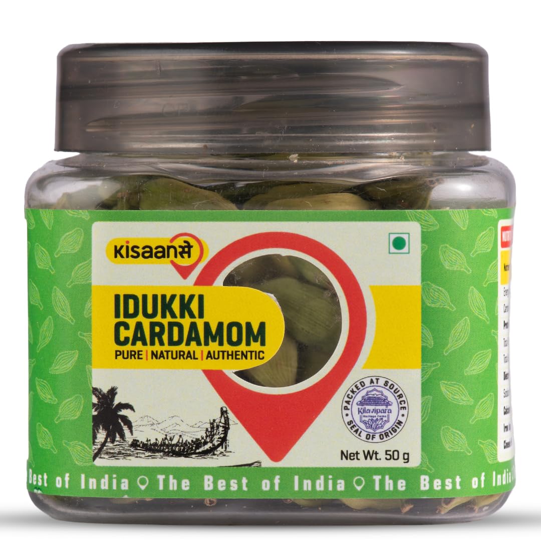 KisaanSay Idukki Cardamom 50 gm Bold Size (7 to 8 mm) | Bold Size | Pure Elaichi | Natural | Distinctive Flavour & Aroma | No Artificial Colors
KisaanSay Idukki Cardamom 50 gm Bold Size (7 to 8 mm) | Bold Size | Pure Elaichi | Natural | Distinctive Flavour & Aroma | No Artificial Colors