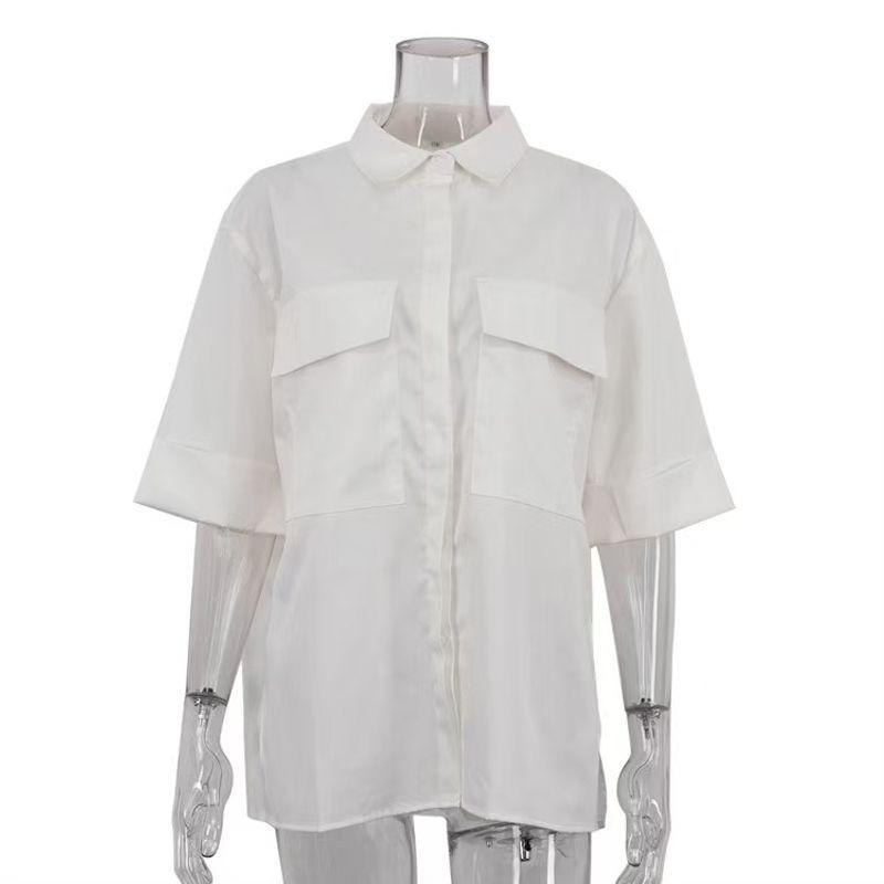 Fashion New Half Sleeve White Shirt Tops Pocket Easiest for Match Loose Shirt Loose Pocket Shirt White L
Fashion New Half Sleeve White Shirt Tops Pocket Easiest for Match Loose Shirt Loose Pocket Shirt White L