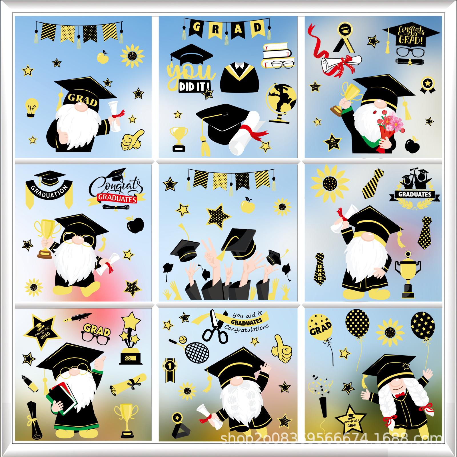 Graduation season dwarf electrostatic stickers decoration glass window stickers BYJ23002
Graduation season dwarf electrostatic stickers decoration glass window stickers BYJ23002