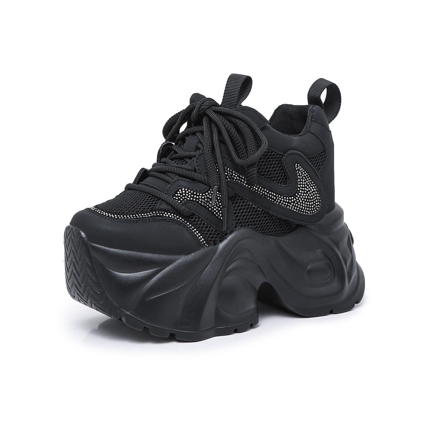 Модные ботинки-кроссовки на платформе с блестящими пайетками, увеличивающие рост на 10 см, на шнуровке, осенне-зимние женские туфли, ботинки на толстой подошве 34 чёрный
Модные ботинки-кроссовки на платформе с блестящими пайетками, увеличивающие рост на 10 см, на шнуровке, осенне-зимние женские туфли, ботинки на толстой подошве 34 чёрный