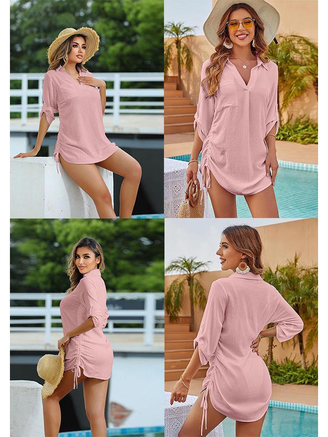 2026 Women s Drawstring Beach Cover-up Dress for Swimwear XXL рожевий
2026 Women s Drawstring Beach Cover-up Dress for Swimwear XXL рожевий