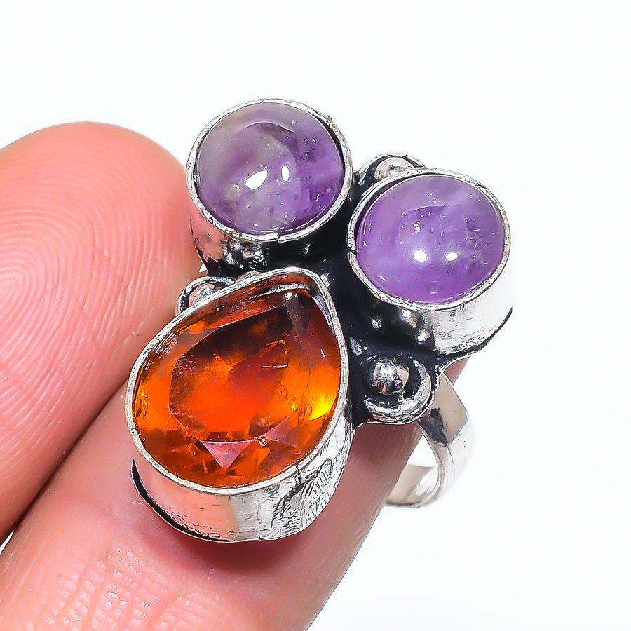 Natural Citrine, Amethyst Gemstone 925 Sterling Silver Jewelry Ring Size 9 q2R89
Natural Citrine, Amethyst Gemstone 925 Sterling Silver Jewelry Ring Size 9 q2R89