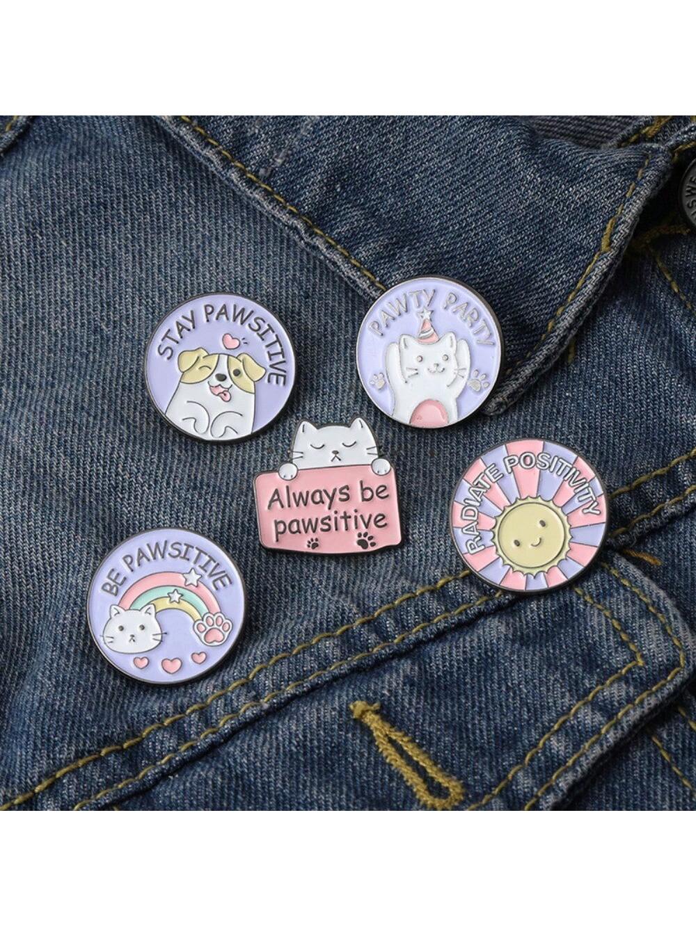 5pcs Fashion cartoon cute purple round cat claw brooch, simple alphabet series clothing backpack trinkets badge gift
5pcs Fashion cartoon cute purple round cat claw brooch, simple alphabet series clothing backpack trinkets badge gift