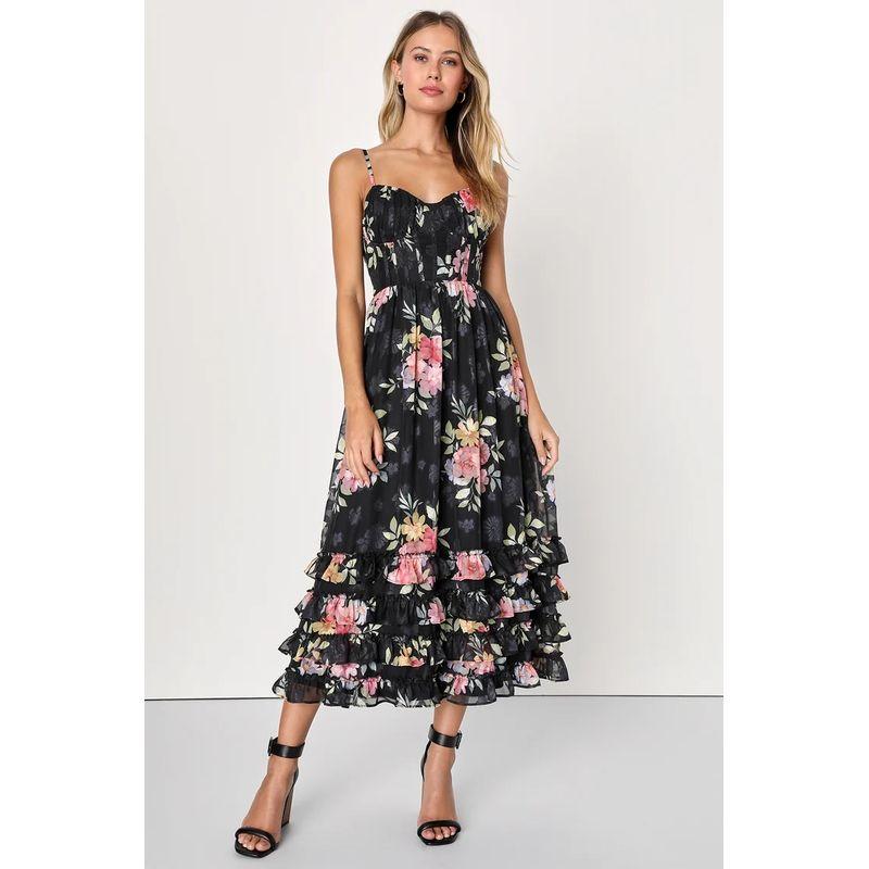 Foreign Trade Order Sling Lu s Exquisite Print Personalized Beautiful Fashion Jacquard Waist Hugging Slimming Big Hemline Temperament Dress Black S
Foreign Trade Order Sling Lu s Exquisite Print Personalized Beautiful Fashion Jacquard Waist Hugging Slimming Big Hemline Temperament Dress Black S