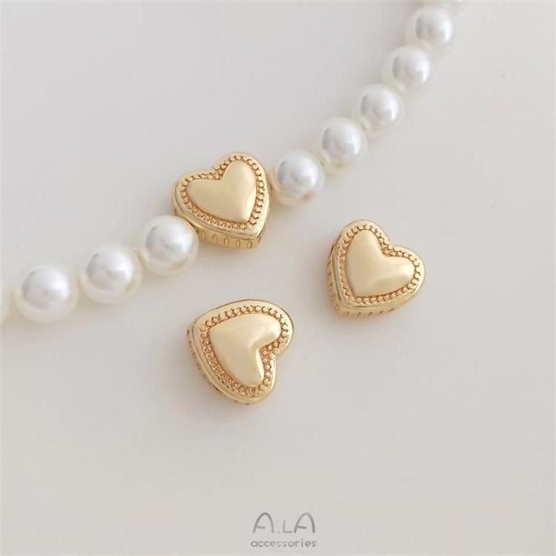 14K Gold-Plated Heart Spacer Bead for DIY Jewelry - Lace Peach Design with Horizontal Hole
14K Gold-Plated Heart Spacer Bead for DIY Jewelry - Lace Peach Design with Horizontal Hole