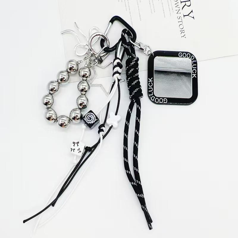Black Series Miu Beaded Heart & Star Mirror Keychain with Woven Rope Bag
Black Series Miu Beaded Heart & Star Mirror Keychain with Woven Rope Bag