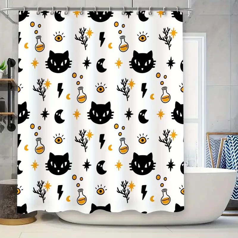 Halloween-Themed Shower Curtain Featuring Black Cat Patterns And Mysterious Yellow Potion Bottles With A Spooky Witch Design W60H190(CM)-1 Pcs
Halloween-Themed Shower Curtain Featuring Black Cat Patterns And Mysterious Yellow Potion Bottles With A Spooky Witch Design W60H190(CM)-1 Pcs
