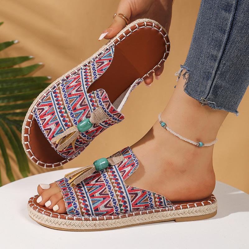 Bohemian flat slippers women s summer fringed beach sandals color matching large size 43
Bohemian flat slippers women s summer fringed beach sandals color matching large size 43