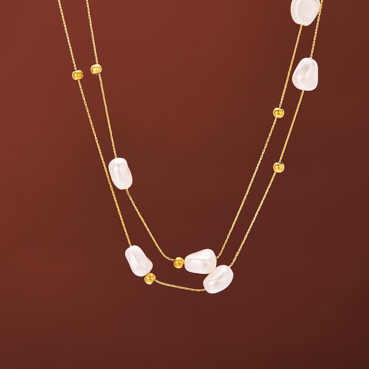 2023 Warm Gold Baroque Pearl Double Layer Clavicle Necklace - Chic Titanium Steel Choker
2023 Warm Gold Baroque Pearl Double Layer Clavicle Necklace - Chic Titanium Steel Choker