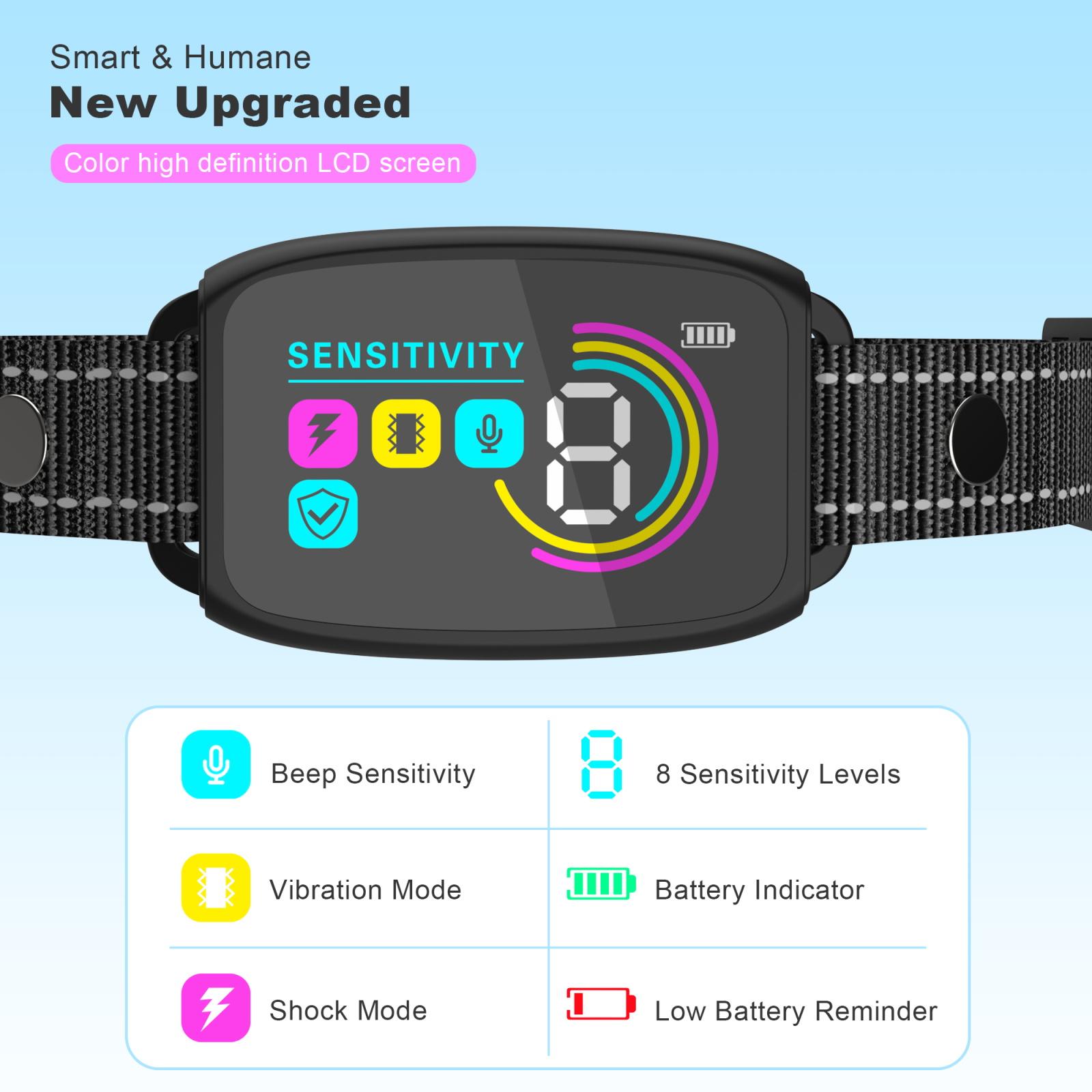 LCD Screen Bark Collar Smart Rechargeable Anti-Barking Collar with Adjustable Mode Dog Bark Collar for Small Medium Large Dogs чорний
LCD Screen Bark Collar Smart Rechargeable Anti-Barking Collar with Adjustable Mode Dog Bark Collar for Small Medium Large Dogs чорний