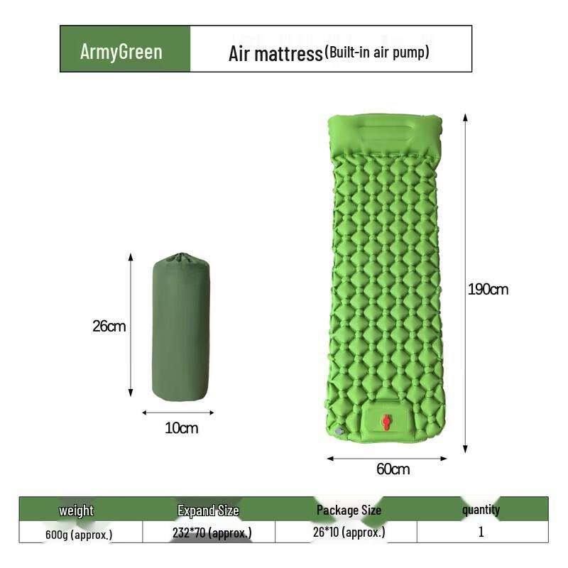 OEING Ultralight Foot-Press Inflatable Sleeping Pad with Pillow 190x60cm
OEING Ultralight Foot-Press Inflatable Sleeping Pad with Pillow 190x60cm