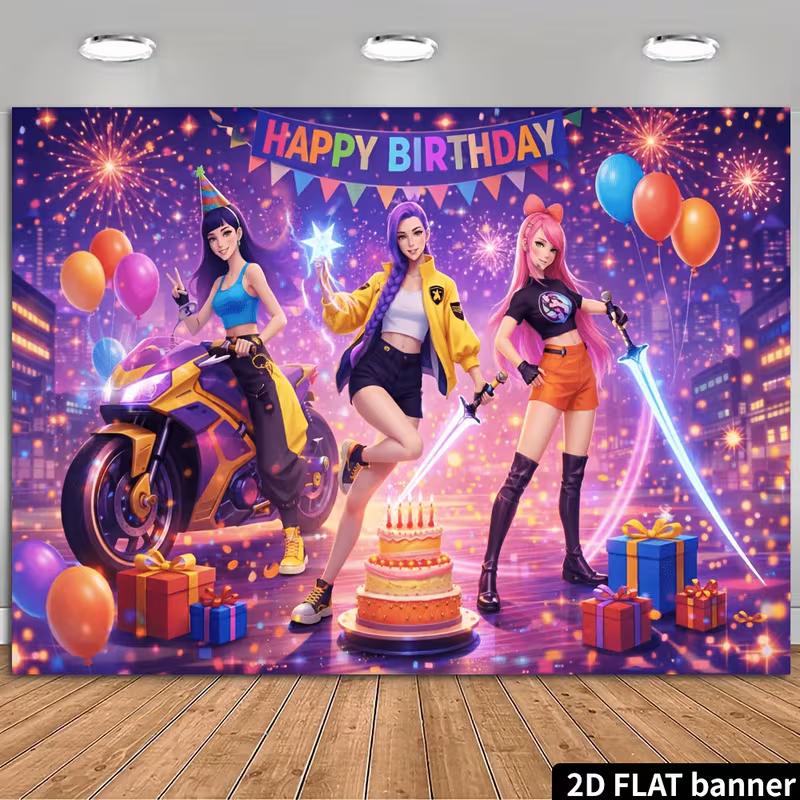 2D Futuristic Night City Birthday Backdrop, Anime Girls & Cake Photo Booth Banner 47.2x31.5inch/120*80cm
2D Futuristic Night City Birthday Backdrop, Anime Girls & Cake Photo Booth Banner 47.2x31.5inch/120*80cm