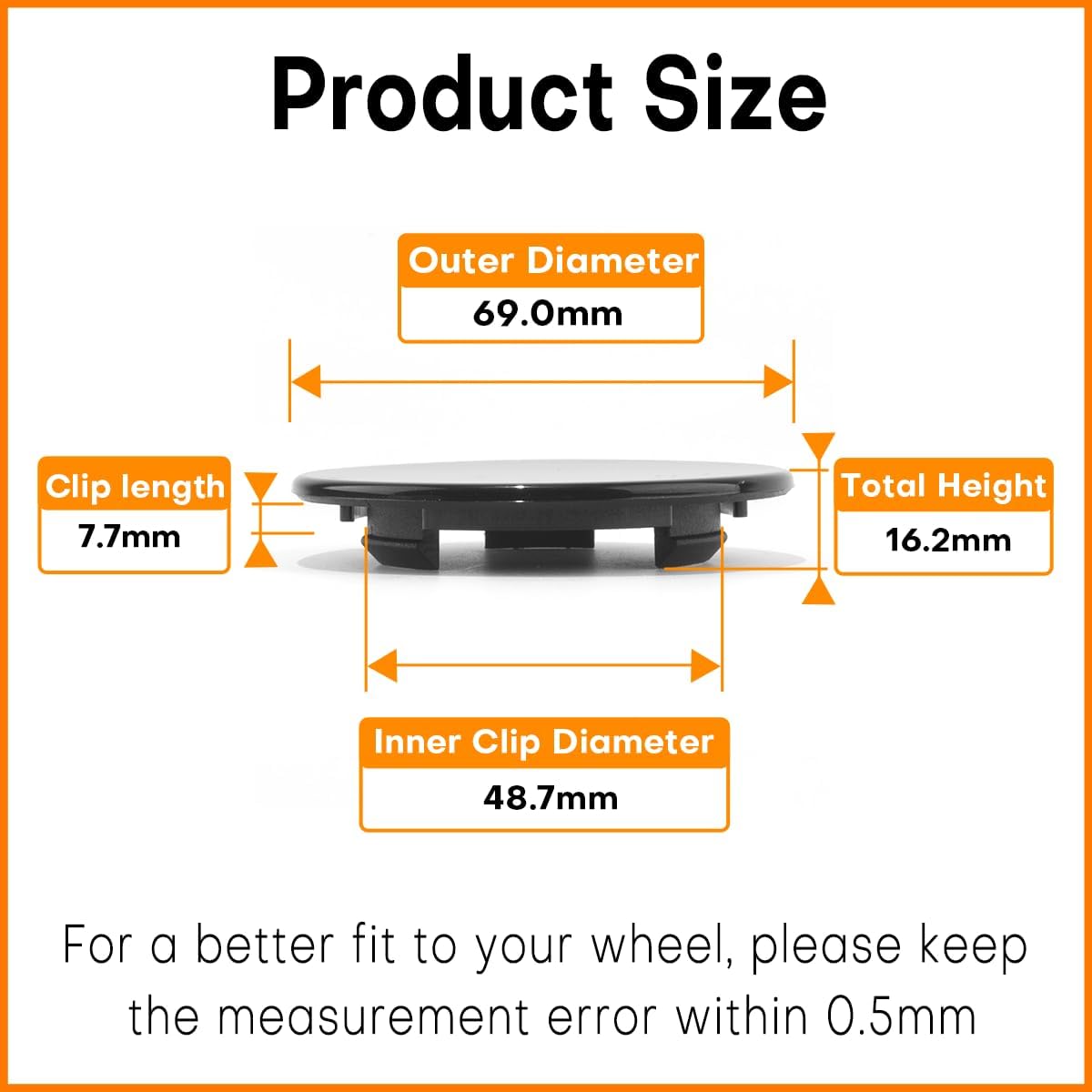 69mm 2.71in Wheel Center Caps for BBS 56.24.078 Set 4pcs Black (Outer:2.71in, Inner:1.91in)
69mm 2.71in Wheel Center Caps for BBS 56.24.078 Set 4pcs Black (Outer:2.71in, Inner:1.91in)