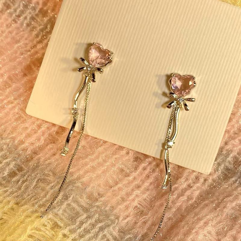 Сладкие розовые серьги с кисточками в форме сердца для женщин, серебряные серьги с цирконием, аксессуары для пирсинга, ювелирные изделия 1
Сладкие розовые серьги с кисточками в форме сердца для женщин, серебряные серьги с цирконием, аксессуары для пирсинга, ювелирные изделия 1