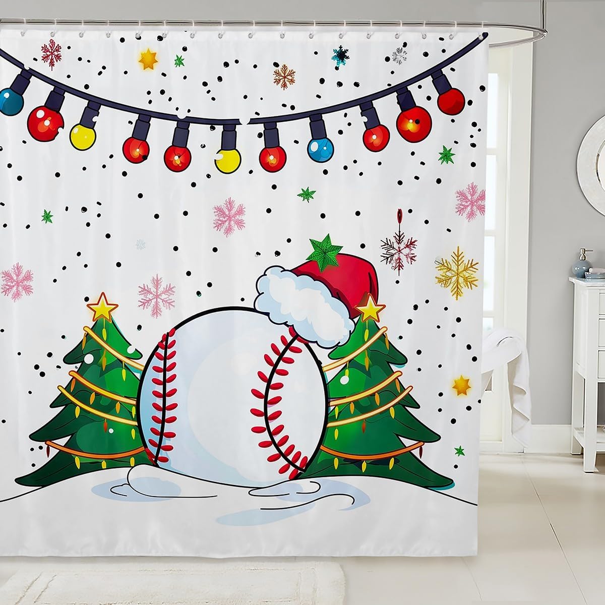 Christmas Baseball Shower Curtain With Festive Ball Game Pattern, Waterproof Sports Theme Bathroom Decor For Merry Xmas Holiday W60H190(CM)-1 Pcs
Christmas Baseball Shower Curtain With Festive Ball Game Pattern, Waterproof Sports Theme Bathroom Decor For Merry Xmas Holiday W60H190(CM)-1 Pcs