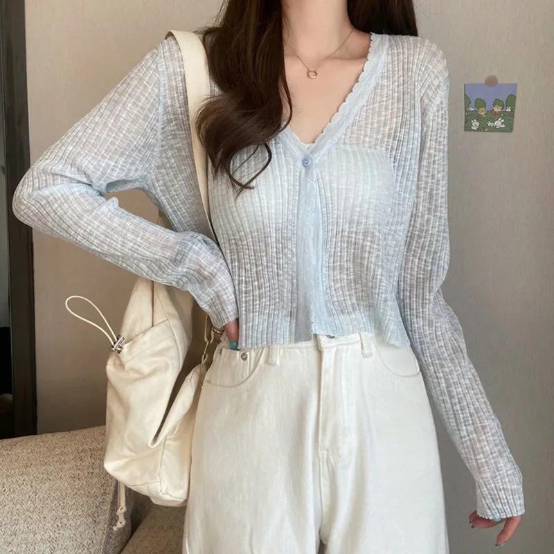 2025 Summer Ribbed Ice Silk Long Sleeve Knitted Cardigan – Women s Lightweight, Micro-Transparent, Hollow Out, Sun Protection. One Size
2025 Summer Ribbed Ice Silk Long Sleeve Knitted Cardigan – Women s Lightweight, Micro-Transparent, Hollow Out, Sun Protection. One Size