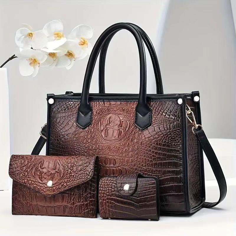 New Crocodile Pattern Texture Women s Shoulder Cross Carrying Bag Large Capacity Three Piece Set Mother Bag коричневий
New Crocodile Pattern Texture Women s Shoulder Cross Carrying Bag Large Capacity Three Piece Set Mother Bag коричневий