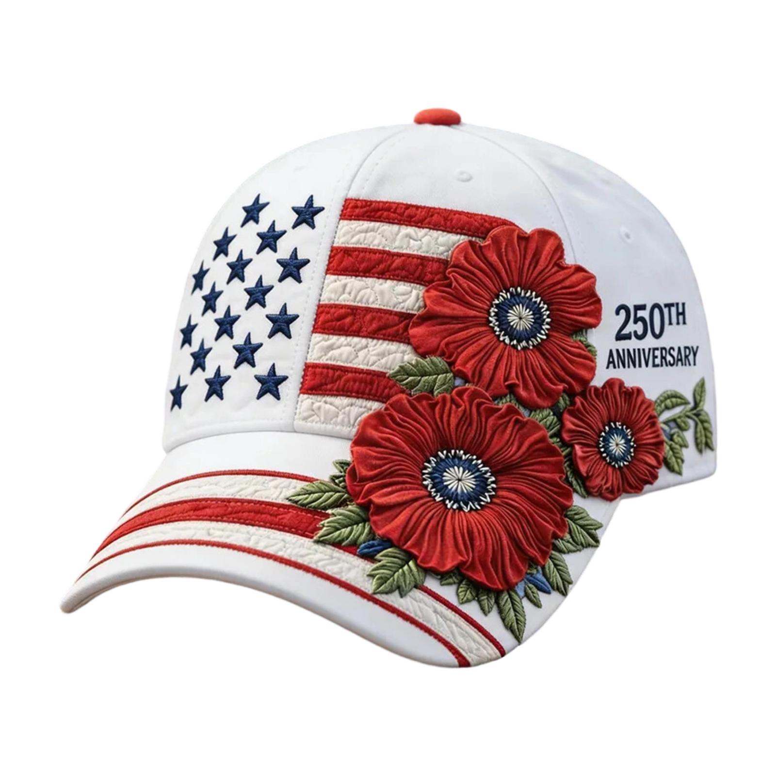250th Anniversary Baseball Cap with 3D Embroidered Floral and Flag Pattern Adjustable Visor Structured Hat for Outdoor Activities One Size белый
250th Anniversary Baseball Cap with 3D Embroidered Floral and Flag Pattern Adjustable Visor Structured Hat for Outdoor Activities One Size белый