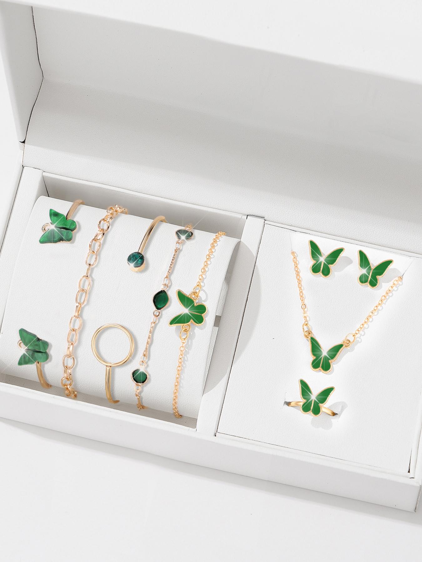 9pcs Women s Zircon Set, Luxury Ladies Fashion Casual Butterfly Bracelets, Necklace, Earrings, Ring Zircon Set, Suitable for D
9pcs Women s Zircon Set, Luxury Ladies Fashion Casual Butterfly Bracelets, Necklace, Earrings, Ring Zircon Set, Suitable for D