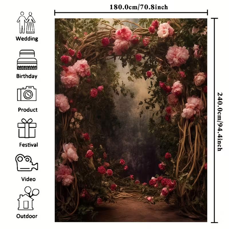 2D Dark Floral Arch Backdrop, Vintage Pink Peony & Rose Background for Outdoor and Studio Shoots 47.2x31.5inch/120*80cm
2D Dark Floral Arch Backdrop, Vintage Pink Peony & Rose Background for Outdoor and Studio Shoots 47.2x31.5inch/120*80cm