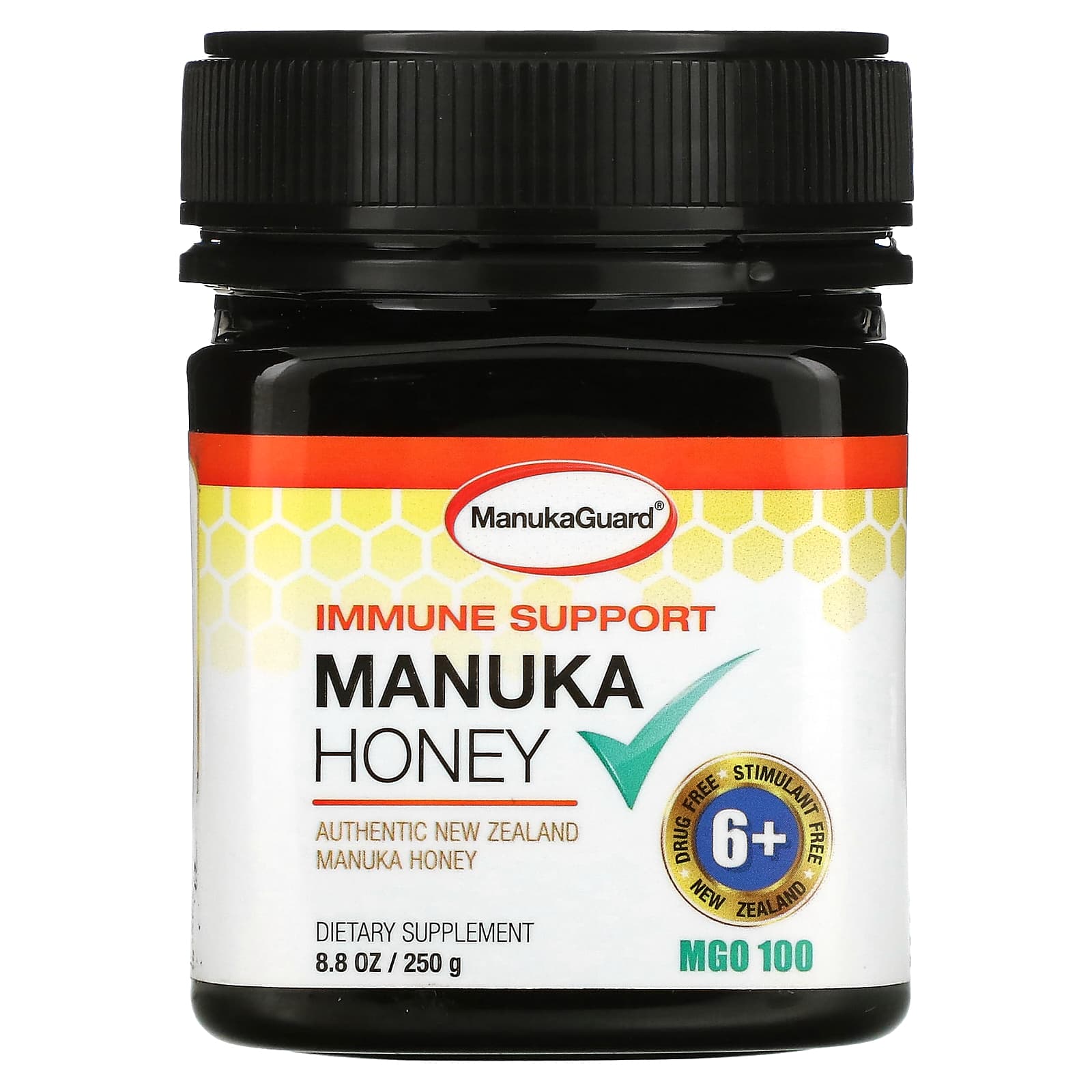 ManukaGuard, Immune Support, Manuka Honey, MGO 100, 8.8 oz (250 g) 
ManukaGuard, Immune Support, Manuka Honey, MGO 100, 8.8 oz (250 g)