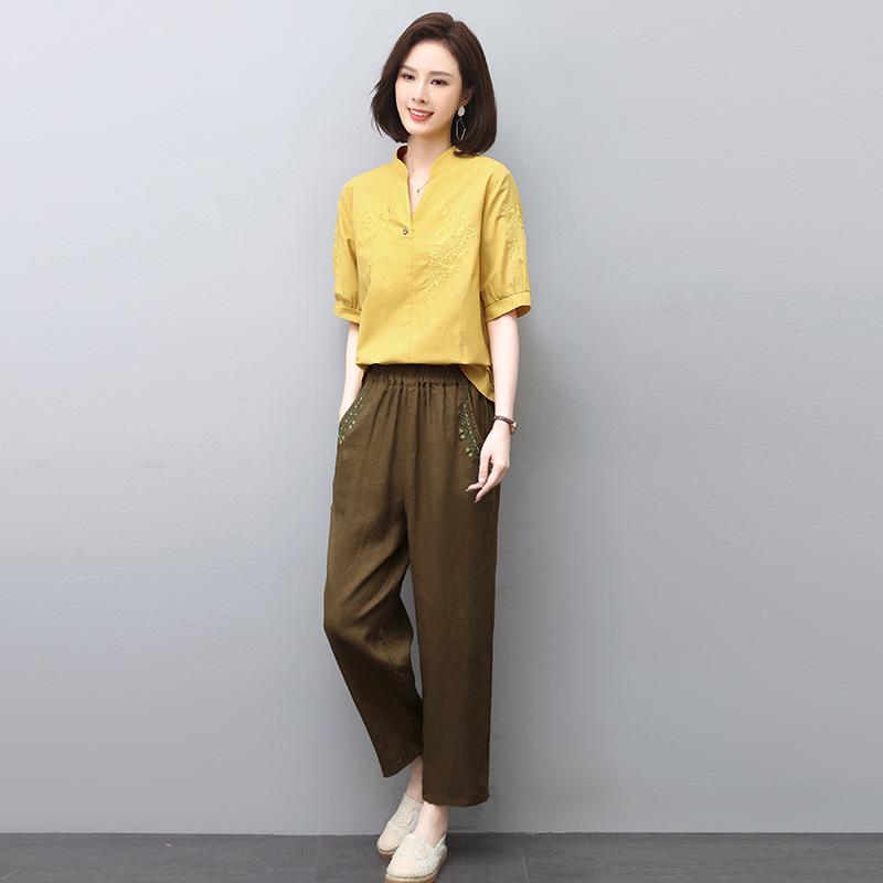 Летний женский повседневный комплект из двух предметов из хлопка и льна - Легкий топ из рами и низ свободного кроя Large
Летний женский повседневный комплект из двух предметов из хлопка и льна - Легкий топ из рами и низ свободного кроя Large