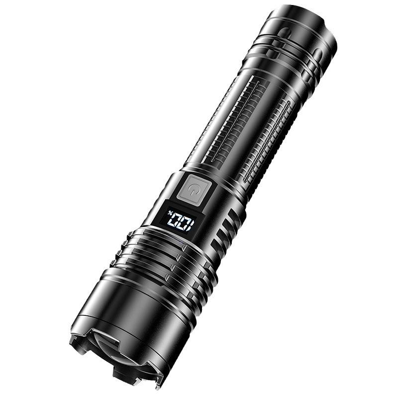 Сверхмощный фонарик 200000 лм Цифровой электронный дисплей Водонепроницаемый фонарь Зум Ручной свет Уличный кемпинговый фонарь 5W