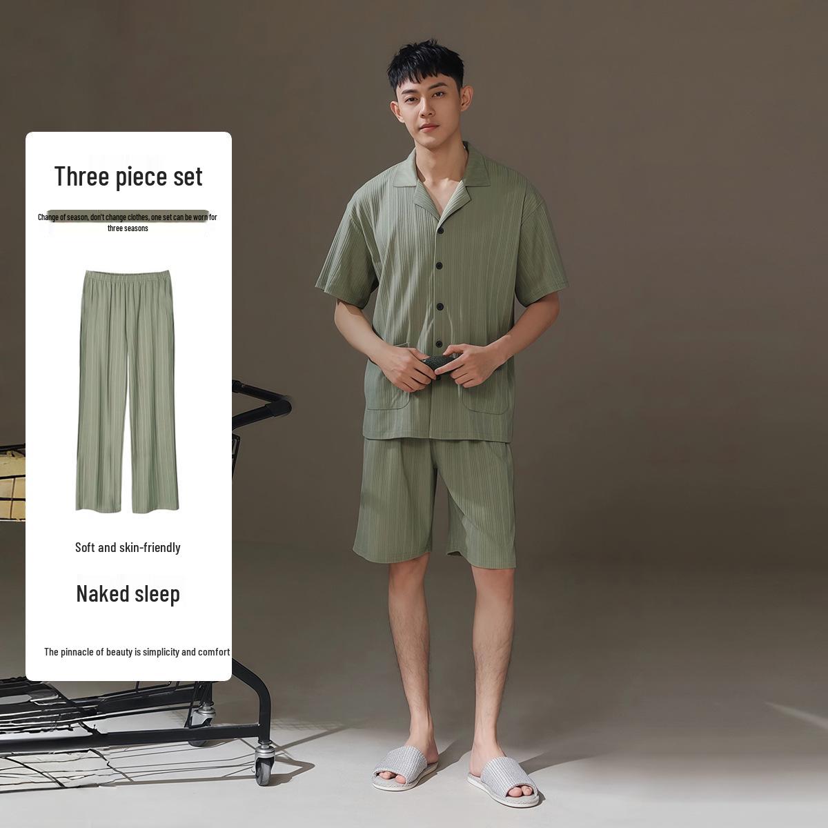 Men s Lightweight Cotton Ice Silk Pajama Set - Short Sleeve, Shorts, Three-Piece for Teenager - Spring/Summer Breathable Homewear. XL зелёный
Men s Lightweight Cotton Ice Silk Pajama Set - Short Sleeve, Shorts, Three-Piece for Teenager - Spring/Summer Breathable Homewear. XL зелёный