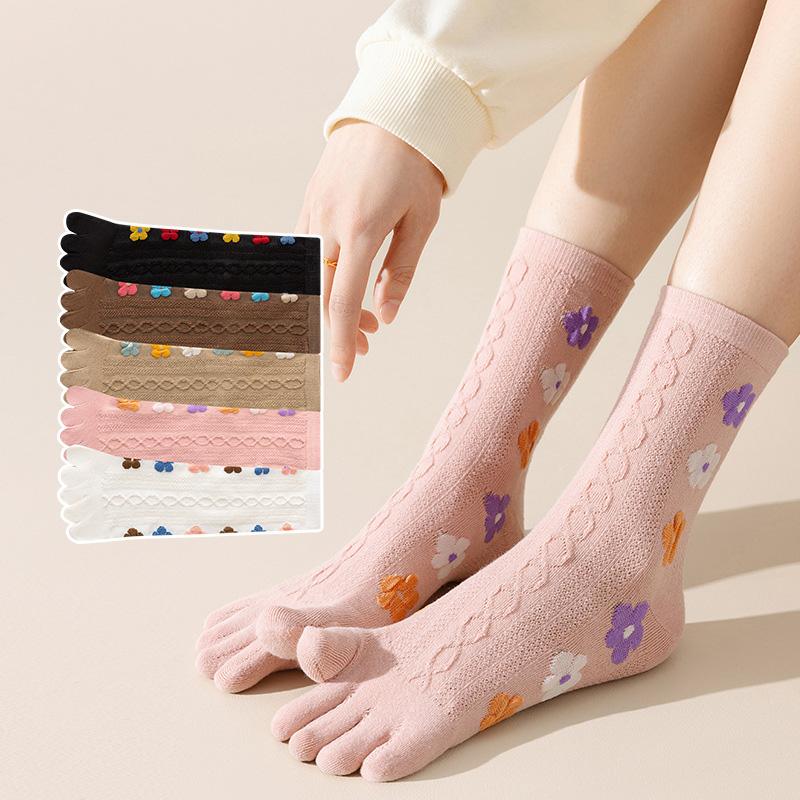 1 пара хлопковых носков Harajuku Five Finger Socks для женщин, носки средней длины, дышащие носки с цветочным принтом, тонкие вязаные чулки
1 пара хлопковых носков Harajuku Five Finger Socks для женщин, носки средней длины, дышащие носки с цветочным принтом, тонкие вязаные чулки