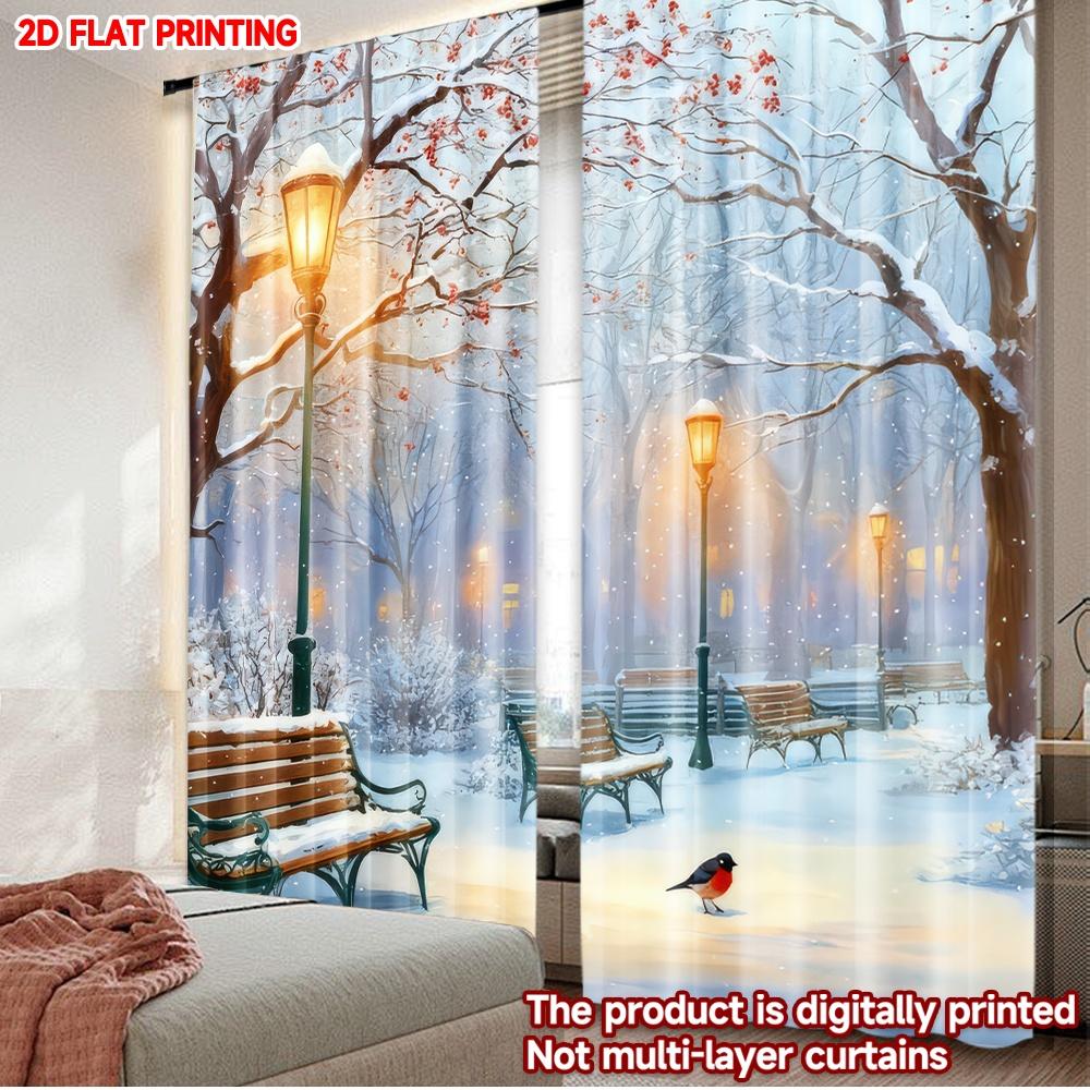 Flat Printing Merry Christmas Trendy Curtains Snowy Park Scene Durable Polyester Fiber Family Party Decoration Curtain Set Of 2 Made Washable W100*H70(CM)-Grommet top&1PCS
Flat Printing Merry Christmas Trendy Curtains Snowy Park Scene Durable Polyester Fiber Family Party Decoration Curtain Set Of 2 Made Washable W100*H70(CM)-Grommet top&1PCS