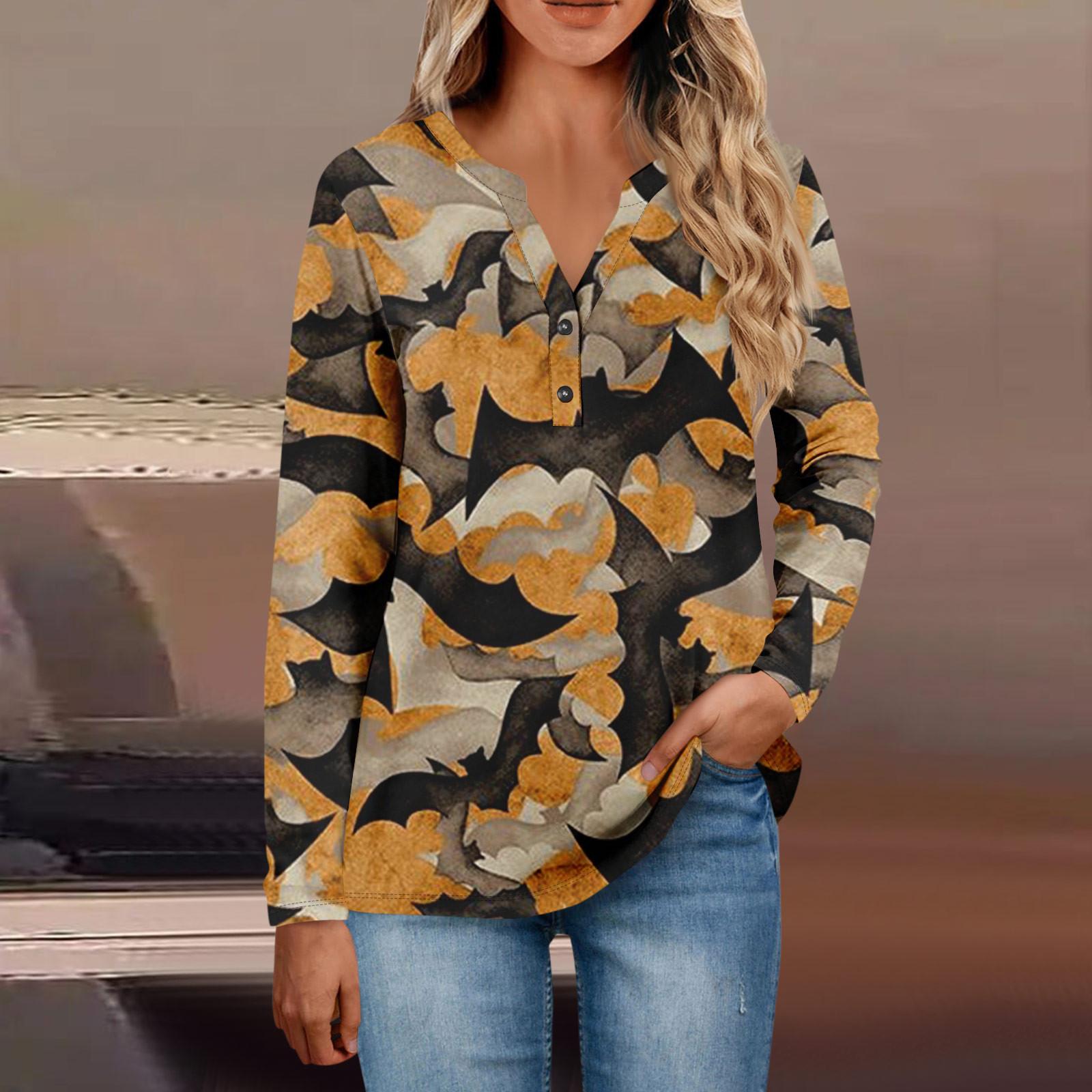 Жіночі топи з горловиною на ґудзиках Жіночі повсякденні топи з довгим рукавом і V-подібним вирізом Модні сорочки з принтом Топи з кишеньковими футболками XXL помаранчевий
Жіночі топи з горловиною на ґудзиках Жіночі повсякденні топи з довгим рукавом і V-подібним вирізом Модні сорочки з принтом Топи з кишеньковими футболками XXL помаранчевий