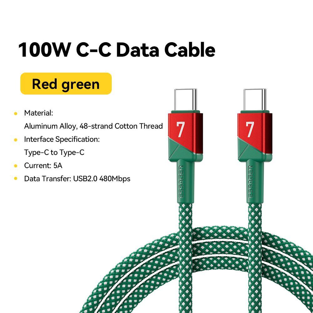 Essager 100W Type C To Type C Cable For iPhone 17 16 15 5A PD Fast Charging Charger Cord For Macbook Xiaomi Samsung USB C Cable 1m зелений/червоний
Essager 100W Type C To Type C Cable For iPhone 17 16 15 5A PD Fast Charging Charger Cord For Macbook Xiaomi Samsung USB C Cable 1m зелений/червоний