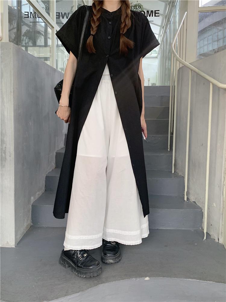 Women s Japanese Retro Chic Two-Piece Set: Long/Short Sleeve Loose Shirt & Lace Wide-Leg Pants Small
Women s Japanese Retro Chic Two-Piece Set: Long/Short Sleeve Loose Shirt & Lace Wide-Leg Pants Small