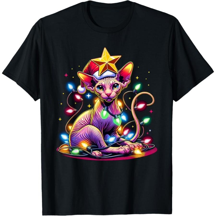Xmas Hairless Sphinx Cat Tangled Christmas Lights T-Shirt XXXXXL чорний
Xmas Hairless Sphinx Cat Tangled Christmas Lights T-Shirt XXXXXL чорний