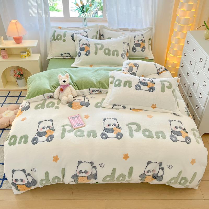 Зимнее фланелевое розовое пододеяльник с сердечками, животные, медведь, мягкое, теплое, сохраняющее тепло, чехлы для одеяла, молочный вельвет, размер queen, king, домашний текстиль 150x200cm 1 piece