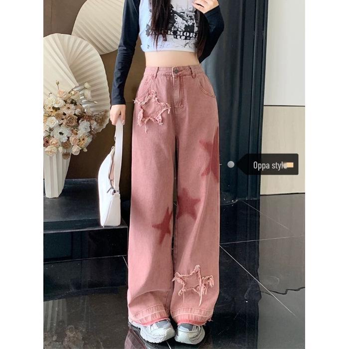 Женские джинсы с высокой талией оригинального цвета, с аппликацией в виде звезды, в стиле ретро, с широкими штанинами Large розовый
Женские джинсы с высокой талией оригинального цвета, с аппликацией в виде звезды, в стиле ретро, с широкими штанинами Large розовый