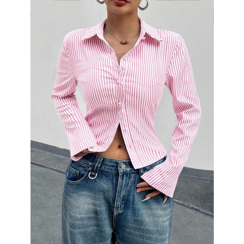 DAFIFY Женские модные повседневные весенне-осенние рубашки-поло с длинным рукавом и принтом в полоску, блузки и рубашки S розовый
DAFIFY Женские модные повседневные весенне-осенние рубашки-поло с длинным рукавом и принтом в полоску, блузки и рубашки S розовый