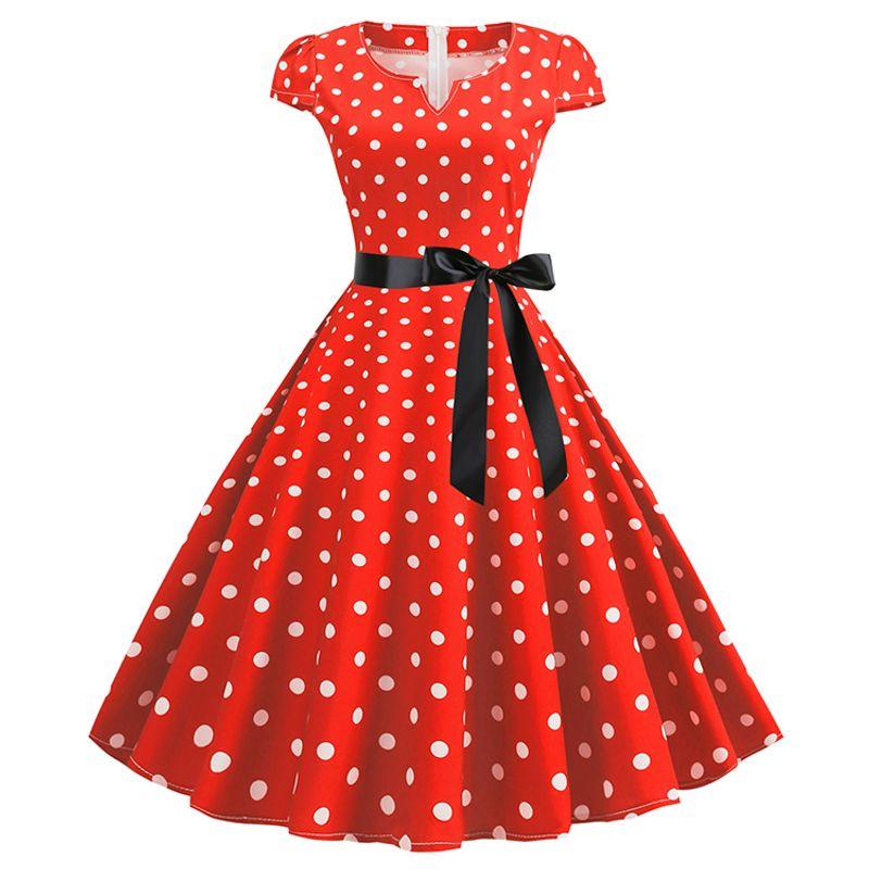 Amazon Summer New Arrival Fashion V Neck Dot Waist-Tight Fashionable Short Sleeve Large Swing Dress Free Ribbon Female Dress 6093 S
Amazon Summer New Arrival Fashion V Neck Dot Waist-Tight Fashionable Short Sleeve Large Swing Dress Free Ribbon Female Dress 6093 S
